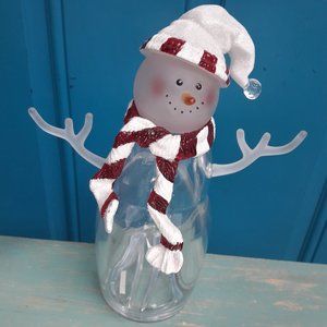Christmas Snowman Candy Dish Acrylic Plastic Ice Holiday Decoration Gift Bag